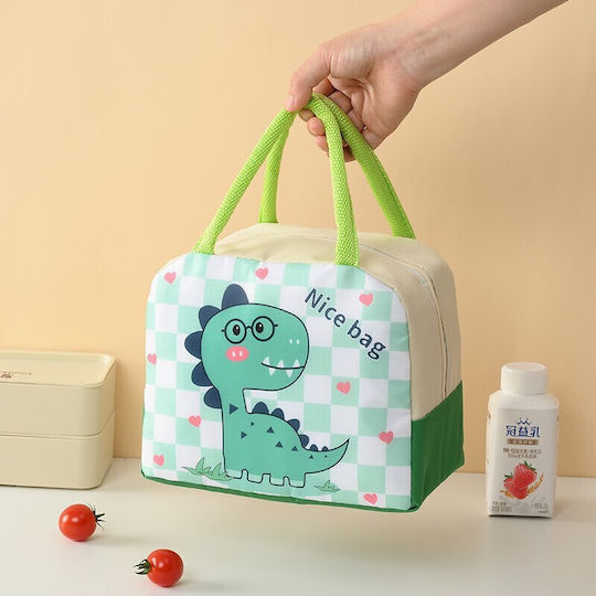 Schulische Isothermische Hand-Lunch-Tasche 2Es Grün Dinosaurier 19 x 13 x 23cm