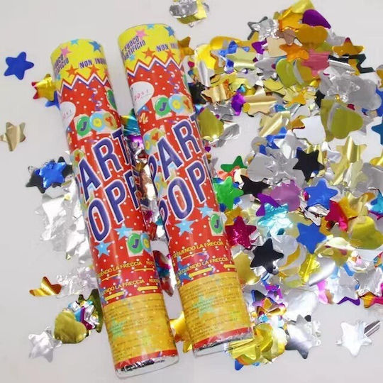 Tun Confetti Flippy Party Popper 40 Cm Stea Inimă Design Strălucitor cu Paiete Diametru 3 Cm Multicolor