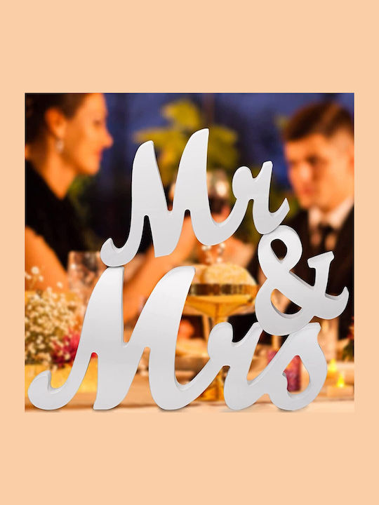 Decorațiune De Masă Flippy Mr Mrs Design Temă De Nuntă 10x20 Cm Albă
