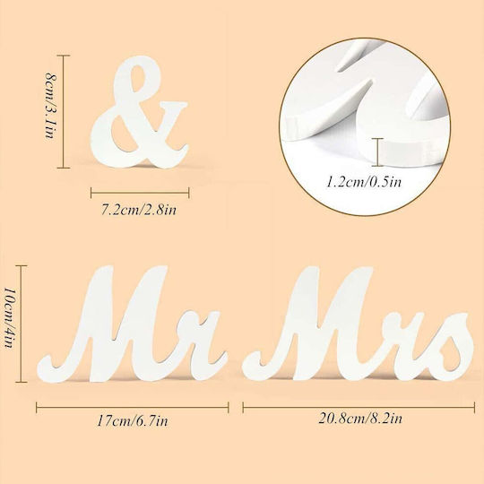 Table Decoration Flippy Mr Mrs Design Wedding Theme 10x20 Cm White