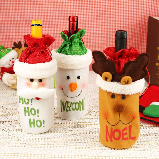 Christmas Bottle Sack Flippy Reindeer Model Accessorized Christmas Party Theme Universal Size 13x28 Cm Brown