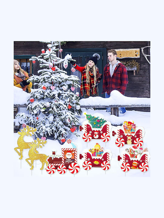 Weihnachtsdekoration Flippy Garten Zug Typ 7 Figuren + Erdspieße Kunststoff Wasserdicht Joy Noel Rentier Modell Mehrfarbig
