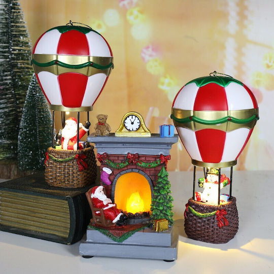 Decorațiune De Crăciun Balon Cu Aer Cald Tip Om De Zăpadă Flippy Balon Rășină Model Om De Zăpadă Cu Iluminare Led 17 X 5 X 5 Cm Gri Roșu