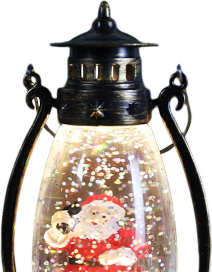Crăciun Plastic Lampion Negru Baterie 14x7cm.