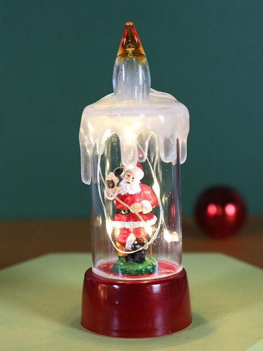 Crăciun Sticlos Lampion Roșu Baterie 13x5cm.