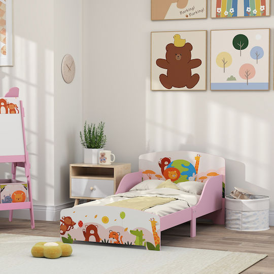 Pat pentru Copii Clasic Single Pink pentru Saltea 70x140cm