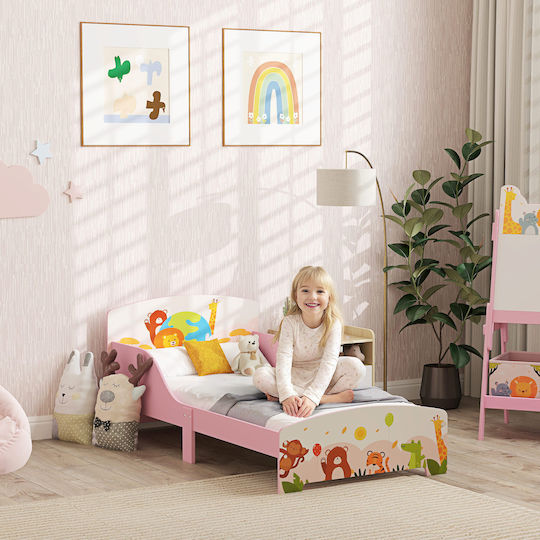 Pat pentru Copii Clasic Single Pink pentru Saltea 70x140cm