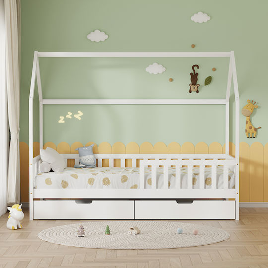 Phyllis Kids Bed Montessori Single with Storage Space White for Mattress 90x190cm