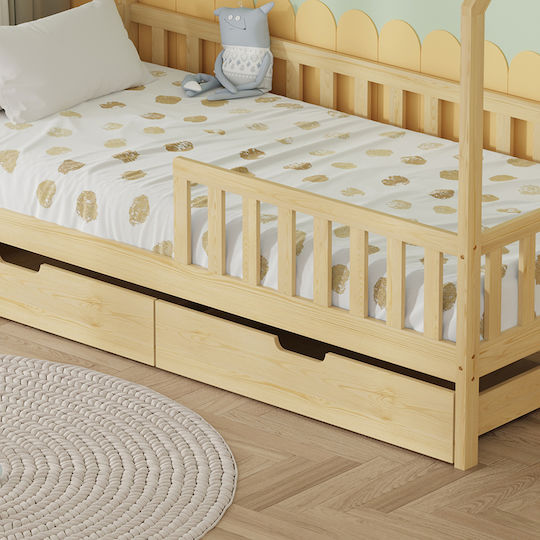 Phyllis Kids Bed Montessori Single with Storage Space Beige for Mattress 90x190cm