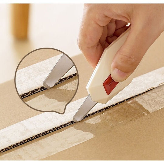 Cuțit De Tăiat Flippy Cu Vârf Rotunjit Și Dințișori Tip Breloc 6.5x3.5 Cm Crem