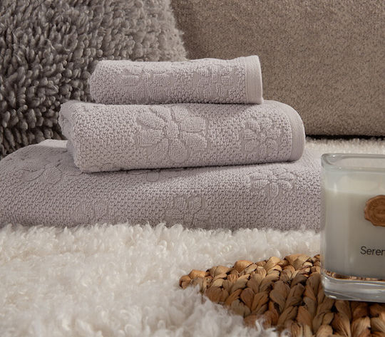 Nef-Nef Homeware Πετσέτα Χεριών Margot 30x50εκ. Grey Βάρους 550gr/m²