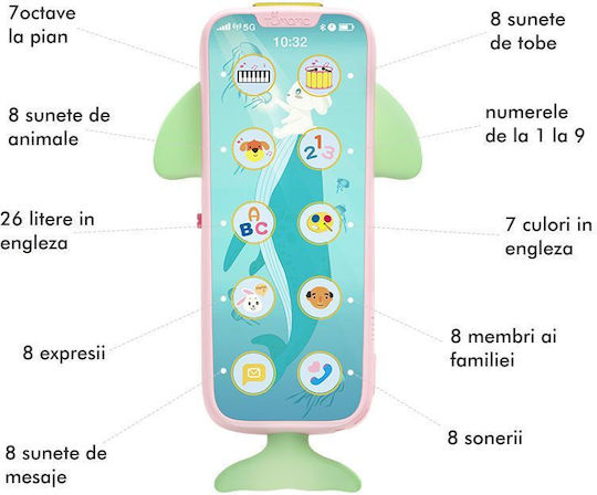 Tumama Kids Jucărie Telefon cu Muzică, Lumină și Sunete pentru 18++ Luni