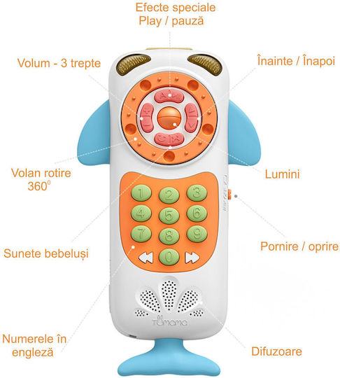 Tumama Kids Jucărie Telefon cu Muzică, Lumină și Sunete pentru 18++ Luni