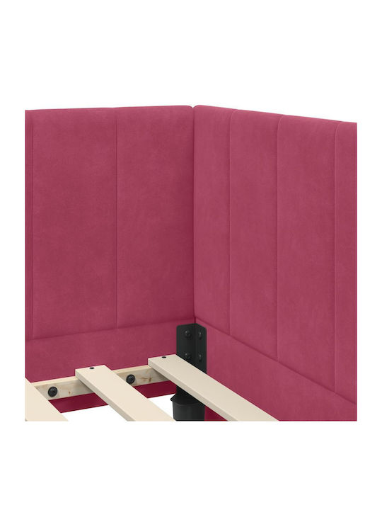 Ein Einzelbett Mit Samt Rot Mit Lattenrost & Matratze 80x200cm