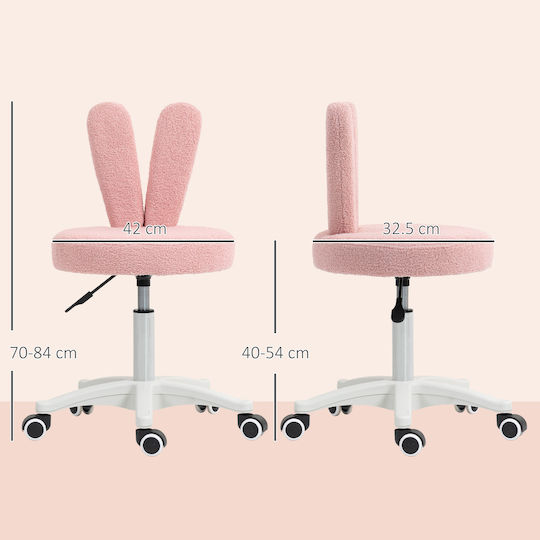 HomCom Office Chair with Adjustable Arms Pink Teddy