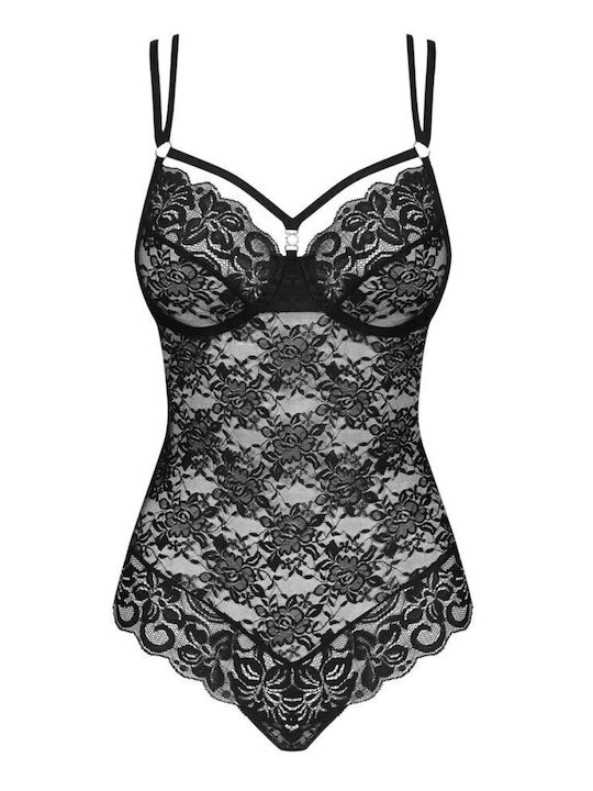 Obsessive 860 Sexy Κορμάκι με Δαντέλα Μαύρο