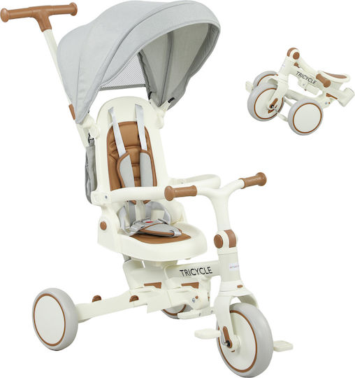 Aiyaplay Foldable and Convertible 5 in 1 Kids Tricycle for 1-3 Years White Cream