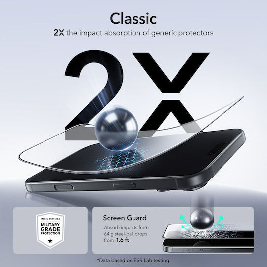 Esr Ultrafit Vollflächig gehärtetes Glas 2 Stücke Für iPhone 17 Pro Schwarz