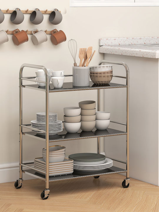 HomCom Küchenwagen Silber 60x35x77cm