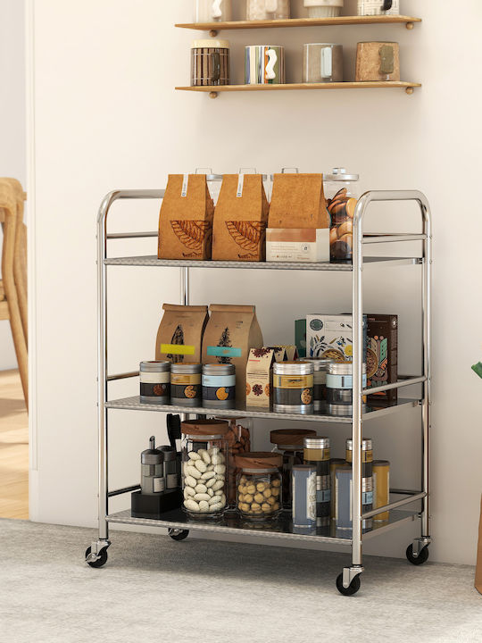 HomCom Küchenwagen Silber 60x35x77cm