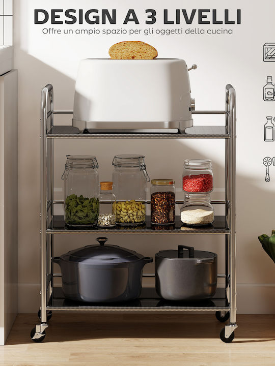 HomCom Küchenwagen Silber 60x35x77cm