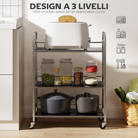 HomCom Küchenwagen Silber 60x35x77cm