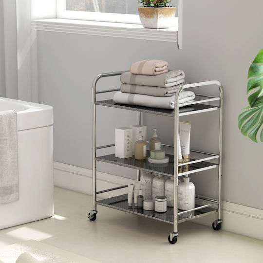 HomCom Küchenwagen Silber 60x35x77cm