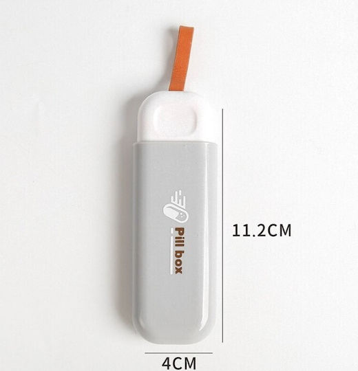 Cutie Pentru Depozitarea Medicamentelor Flippy Portabilă 3 Compartimente Tip Breloc Plastic Glisantă Gri 10.7x3.6x1.6 Cm