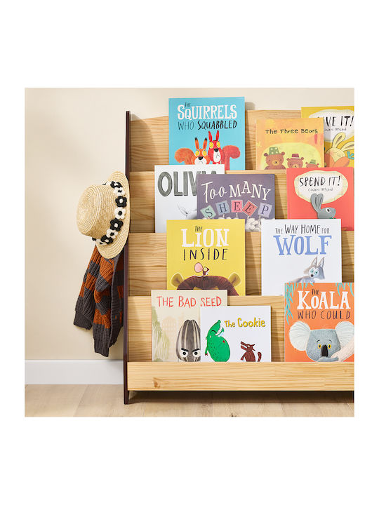 Kids Wooden Bookcase Gray 91x30x89cm