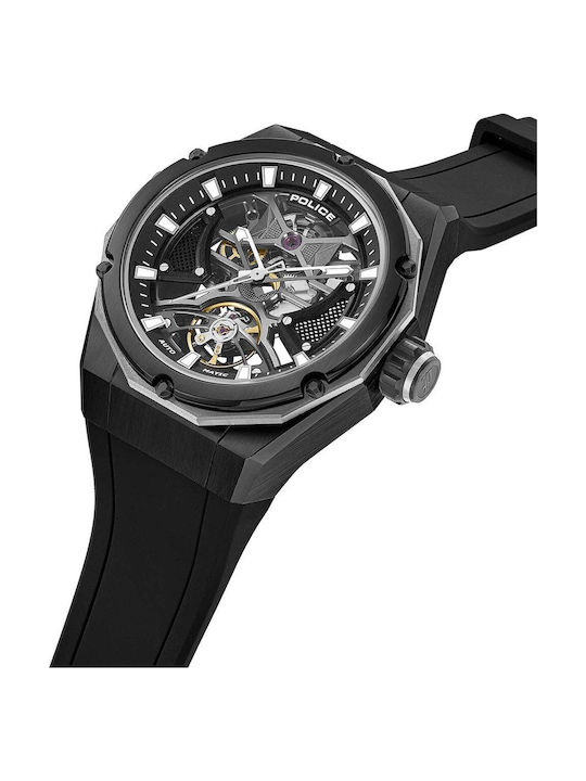 Police Dayton Men's Watch Automatic with Black Rubber Strap