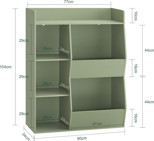 Bibliotecă pardoseală Lemn Verde 80x34x104cm