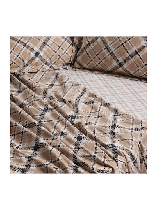 Das Home Sheet Sets Queen with Elastic 170x200+35cm. Casual 5435 Beige, Black 4pcs