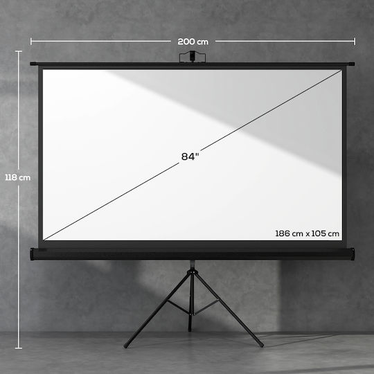 HomCom Boden-Bildschirmprojektor mit Bildlogo 16:9 200x118cm / 84"