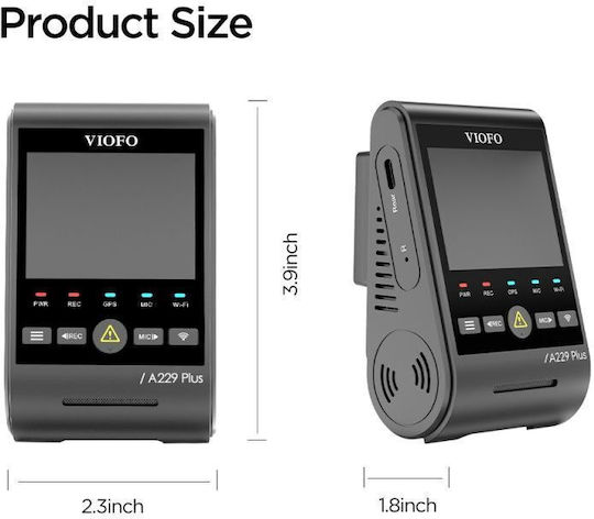 Viofo A229 Plus 1440P Windshield Car DVR, 2.4" Display