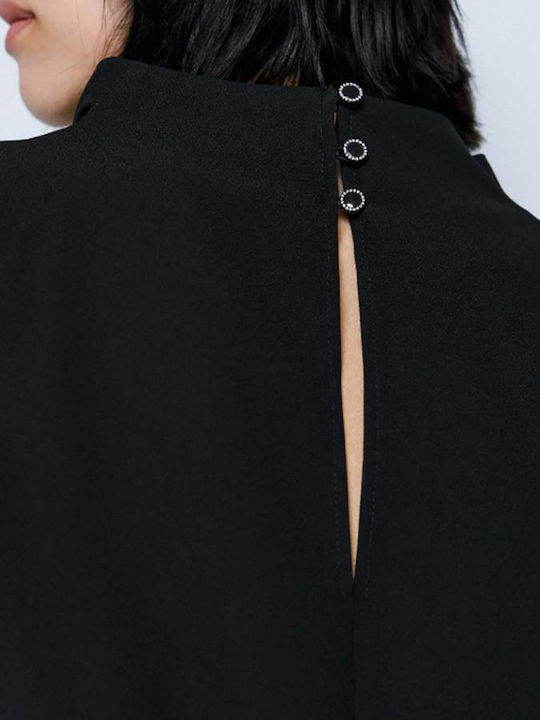 Sommer Mini Abendkleid Drapierung Schwarz 54-3050-Schwarz
