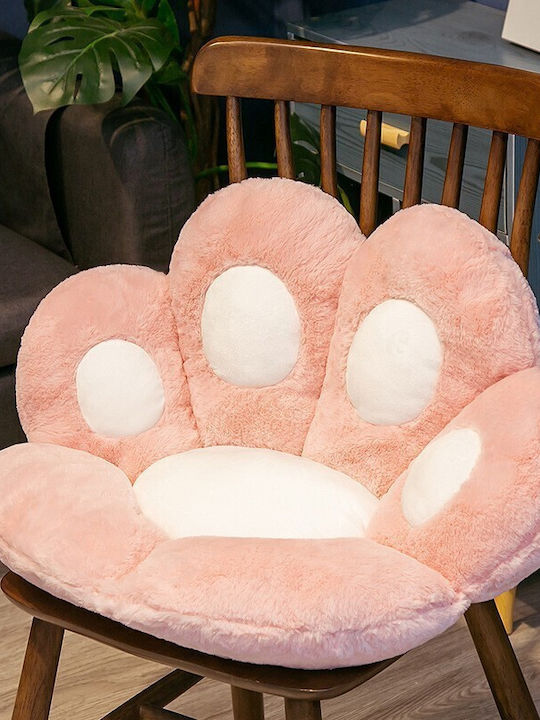 Decorative Pillow Flippy Cat Paw Pattern Plush Chair Sofa Floor 80 X 70 Cm Pink