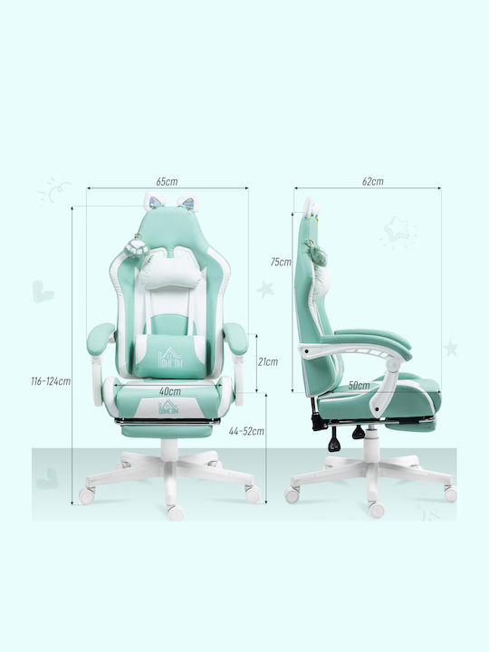 HomCom 921-794V00LB Gaming Chair with Adjustable Arms and Footrest White / Pink