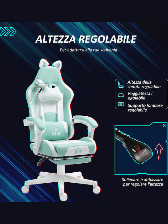 HomCom 921-794V00LB Gaming Chair with Adjustable Arms and Footrest White / Pink