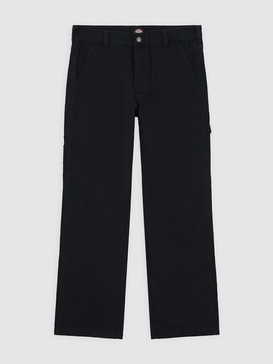 Canvas Carpenter Trousers in Regular Fit Black