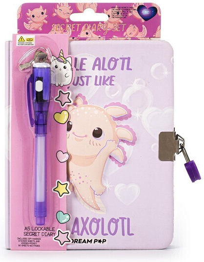 Tri-Coastal Design Axolotl Caiet cu Suport pentru Stilou și Lacăt