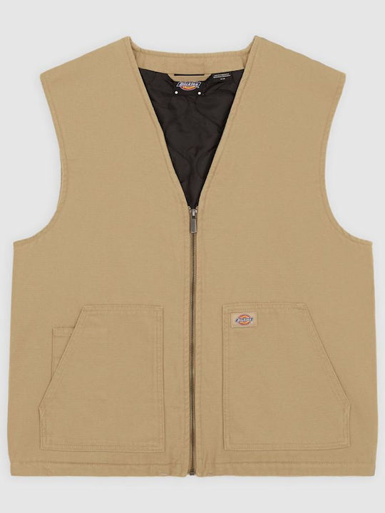 Canvas Безръкаво Puffer Мъжко Яке Бежово Светлокафяво