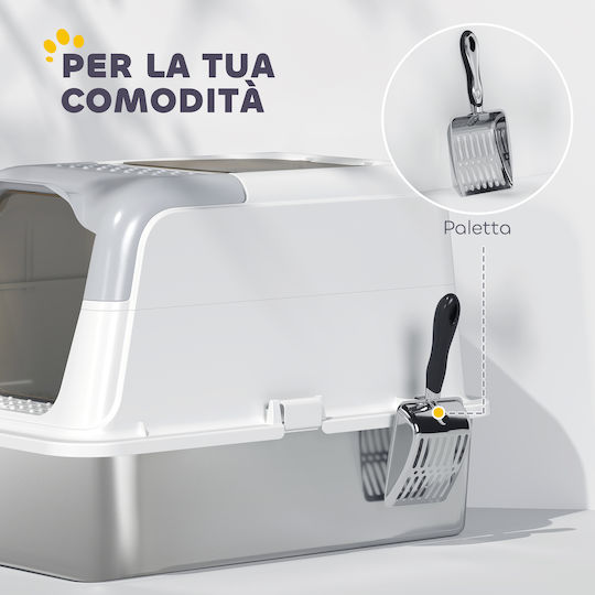 Pawhut Cat Toilet Closed White L60.4 x W40.4 x H41.8cm