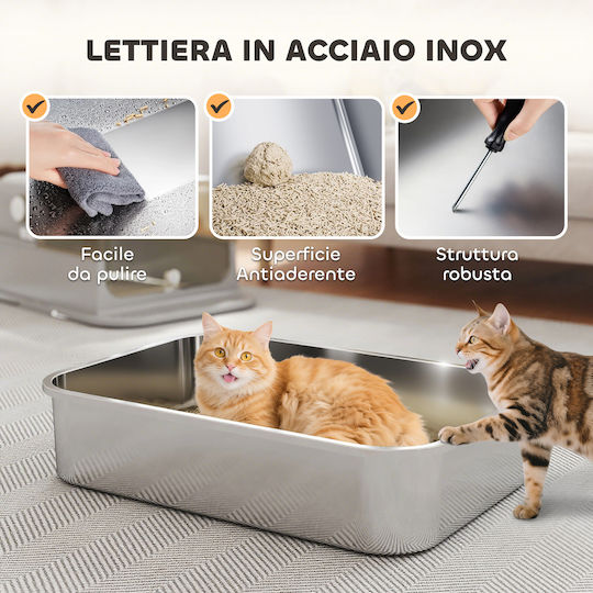 Pawhut Cat Toilet Closed Gray L70 x W50 x H46.5cm