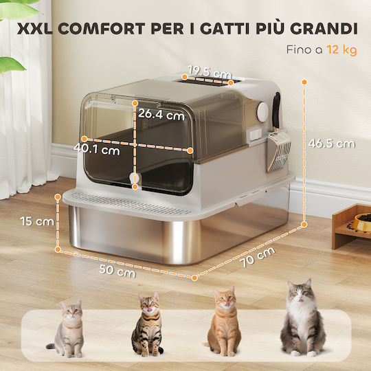 Pawhut Cat Toilet Closed Gray L70 x W50 x H46.5cm