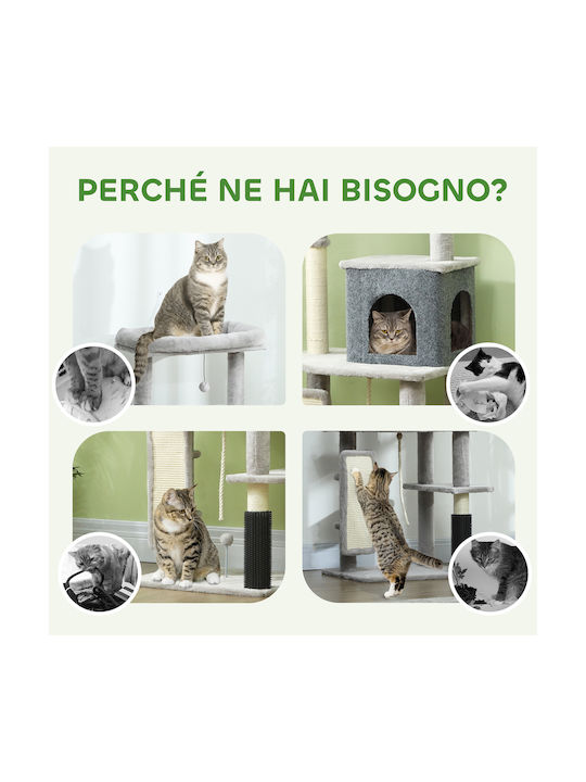 Pawhut Tall Multi-Level Cat Tree 132 cm House Bed Scratching Posts Brush Ball Gray D30-842v01lg