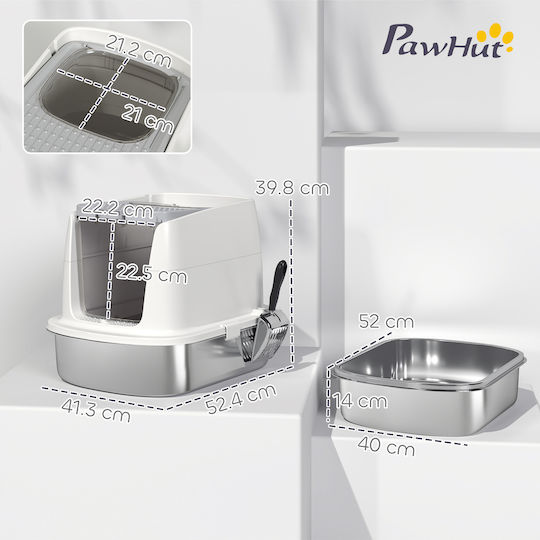 Pawhut Τουαλέτα Γάτας Κλειστή Λευκή Μ52.4 x Π41.3 x Υ39.8cm
