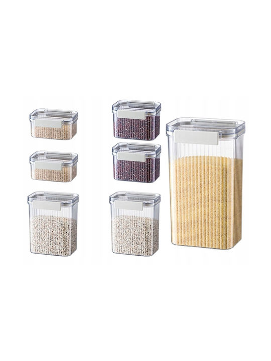 Verk Group Set of 7 Pieces Pasta / Cereal / Coffee / Tea Jars with Airtight Lid Plastic 1800ml 7 Pieces