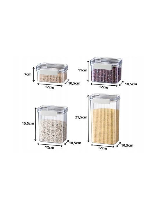 Verk Group Set of 7 Pieces Pasta / Cereal / Coffee / Tea Jars with Airtight Lid Plastic 1800ml 7 Pieces
