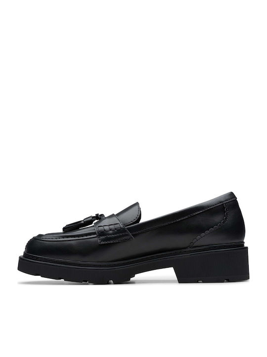 Tassel Leder Damen Loafers in Schwarz Farbe