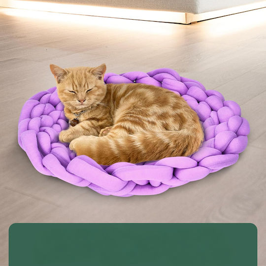 Cat Bed 40x40 Cm Fluffy Woven Wool Anti-stress Pink
